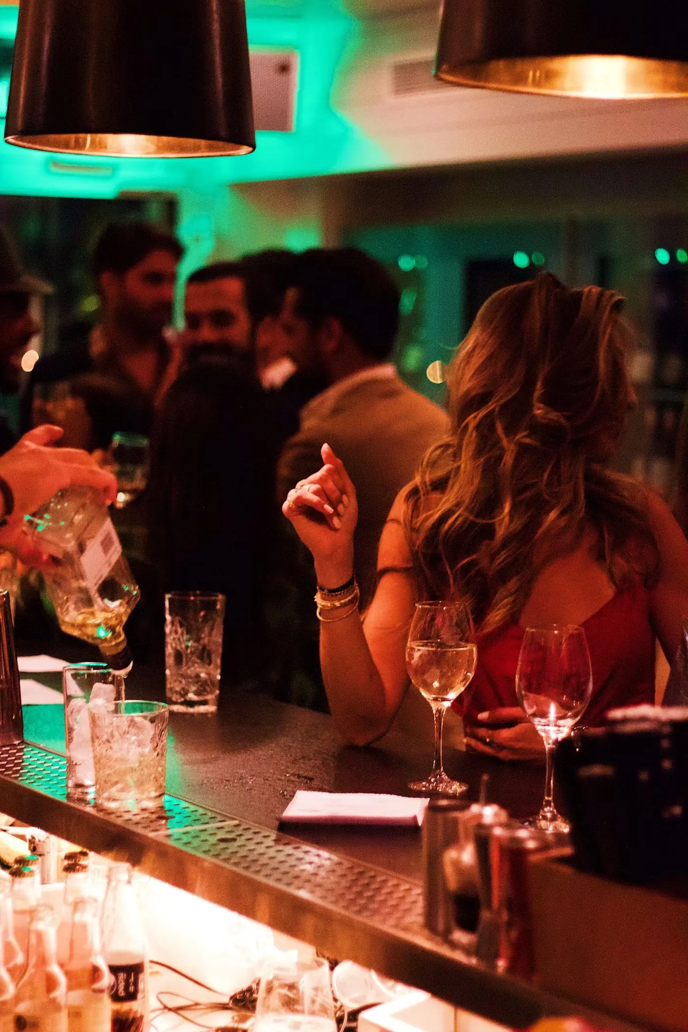 Bar counter at night